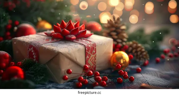 Christmas Gift Table with Decorations