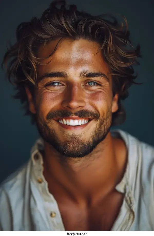 Close-up Portrait of a Handsome Man with a Smile