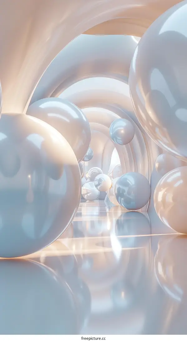 Futuristic Hallway with Floating Orbs