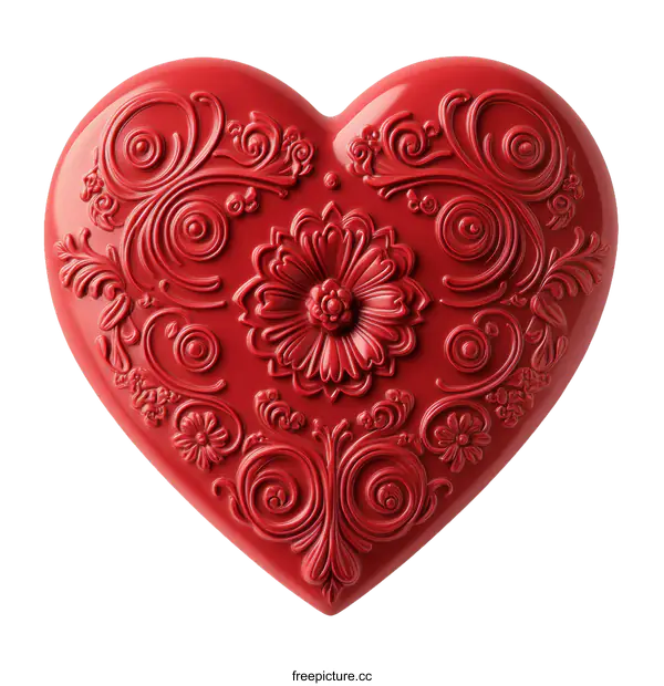 [Transparent Background PNG]Ornate Red Heart Shaped Decorative Box