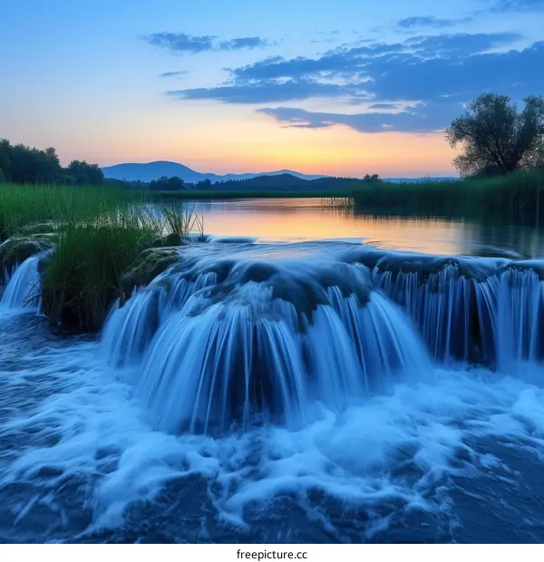 Sunset at the Krka Waterfalls in Croatia