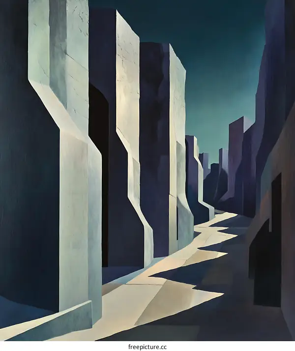 Abstract Cityscape With Geometric Shapes