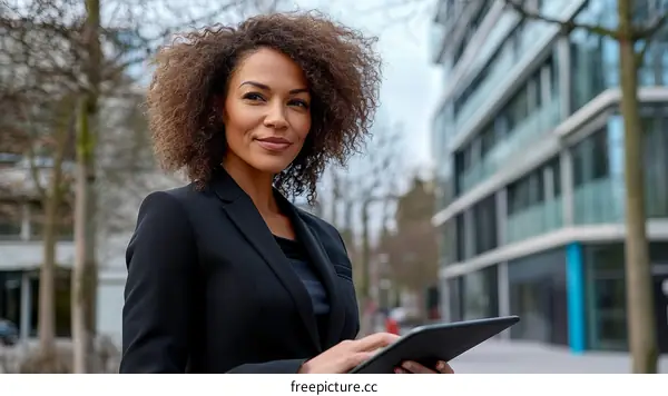 Businesswoman Outdoors with Tablet