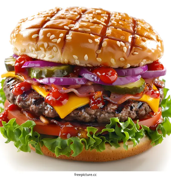 yummy burger with fresh ingredients