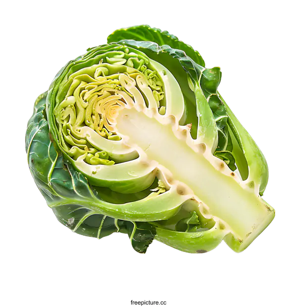 [Transparent Background PNG]Close Up of a Cut Open Brussels Sprout