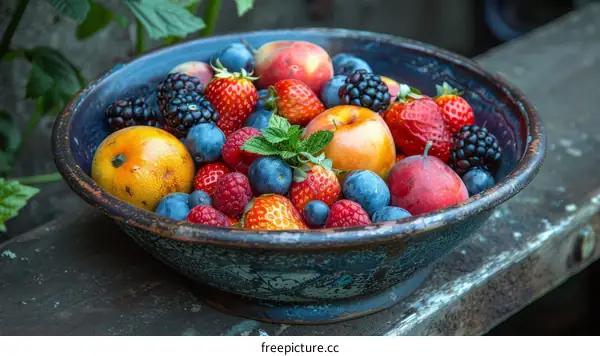 A bowl of colorful fresh fruits