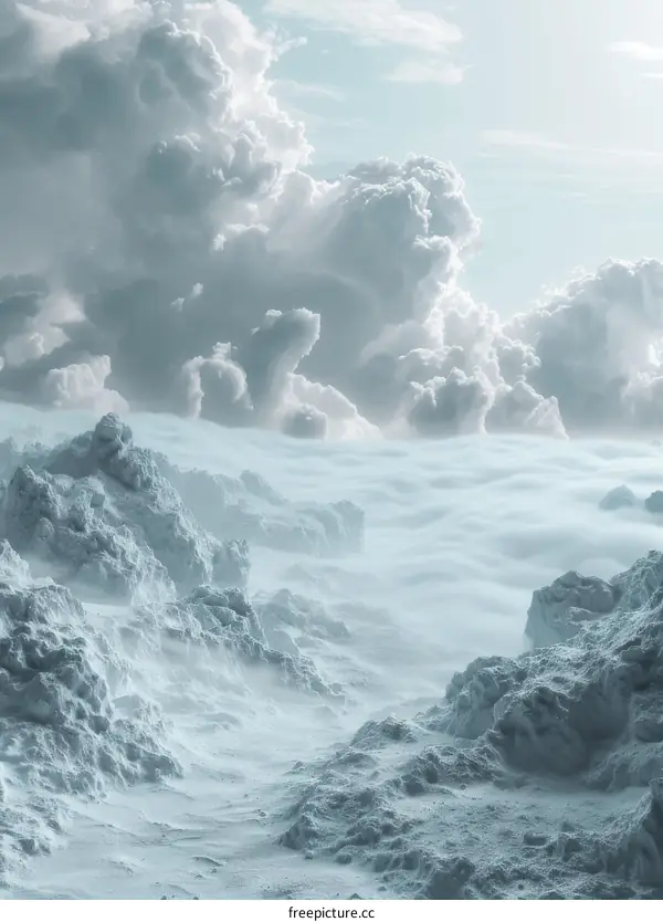 Majestic Cloudscape Above Frozen Peaks