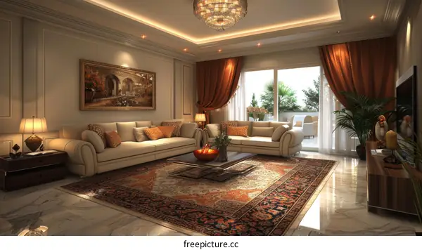 Elegant Living Room Interior Design Illustration