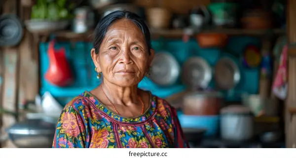 Indigenous Woman in a Traditional Guatemalan Outfit