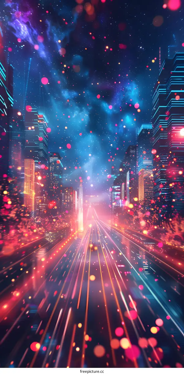 Neon City Lights Night