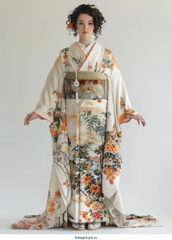 Japanese woman wearing a kimono