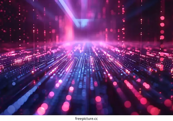 Abstract Purple and Blue Glow Lines Digital Background