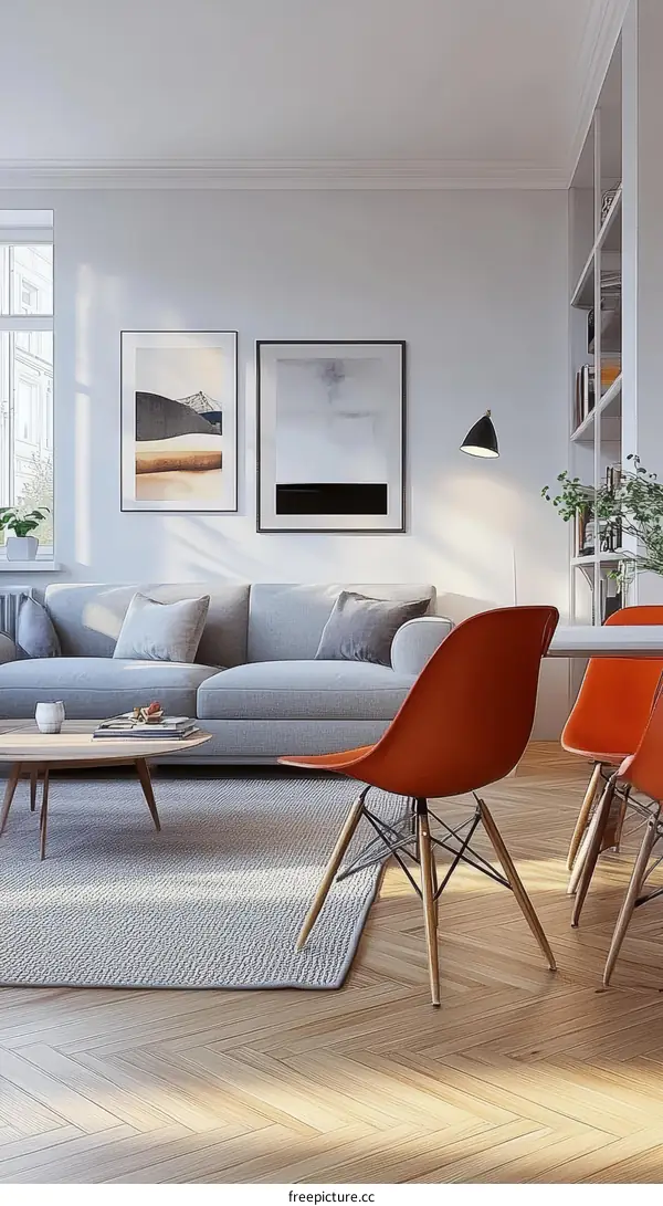 Modern Living Room Interior Design with Artwork and Furniture