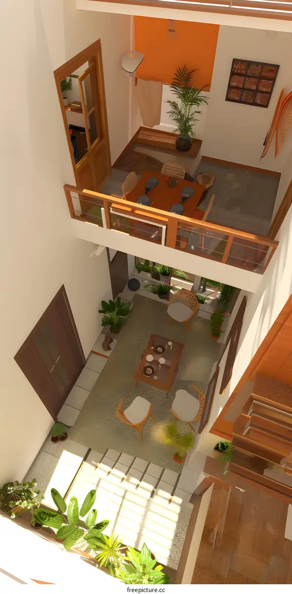 Modern Home Interior Design With Plants And Wooden Furniture