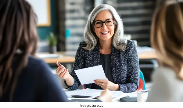 Businesswoman Leading a Meeting in a Modern Office