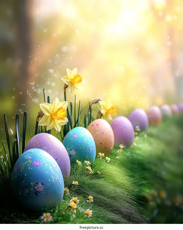 Easter Eggs in a Spring Meadow