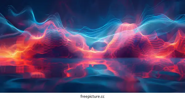 Abstract Red and Blue Flowing Wave Background
