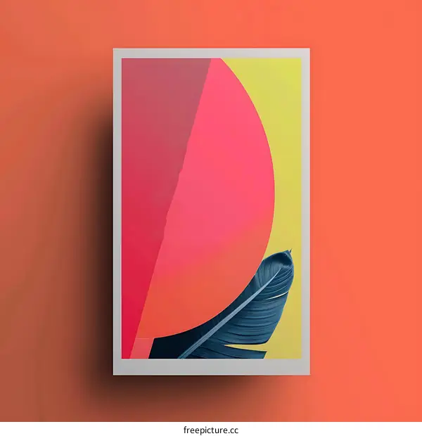 Abstract Design with a Feather in a  Geometric Shape Background