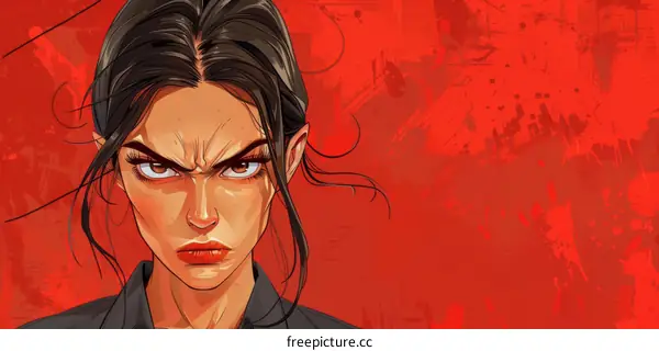 Angry Woman Illustration Portrait