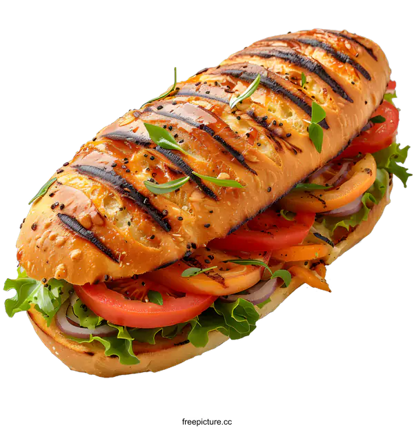 [Transparent Background PNG]Grilled Chicken Sandwich on White Background