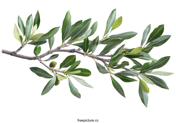 [Transparent Background PNG]Olive Branch with Green Leaves and Olives