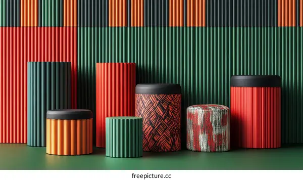 Colorful Geometric Decorative Cylindrical Display Stands