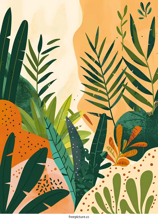 Green Tropical Leaves Illustration