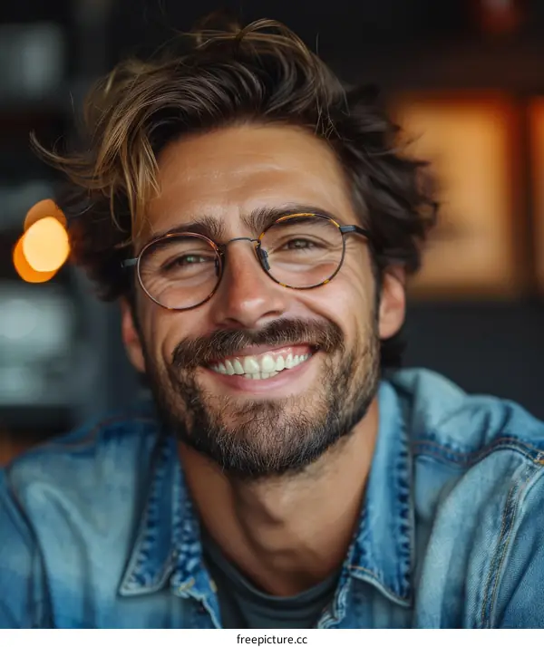 Happy Caucasian Man Smiling Close Up Portrait