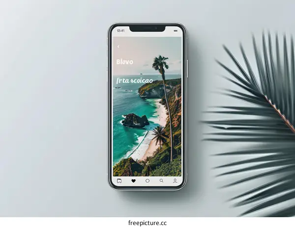 Smartphone Displaying Tropical Beach Photo