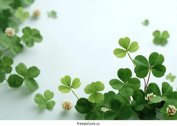 Fresh Clover Leaves on a Light Background