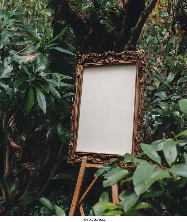 Blank Canvas in a Lush Green Forest Setting