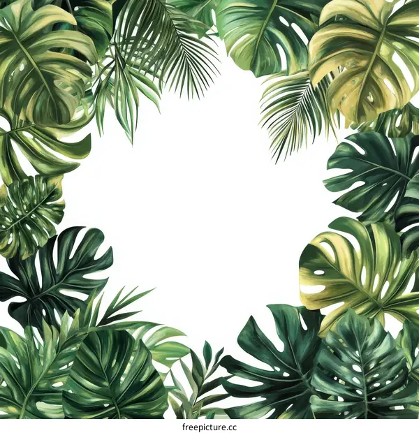 Tropical Leaf Border Design Illustration