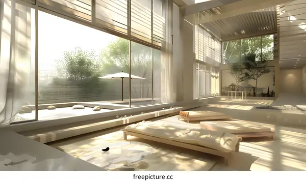 Modern Minimalist Home Interior Design with Open Floor Plan and Large Windows