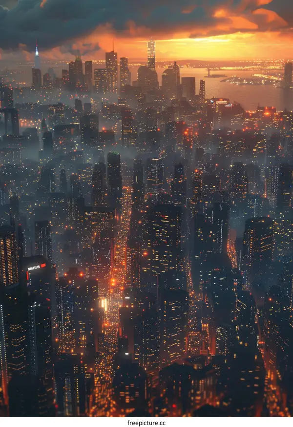 Futuristic Cityscape at Sunset