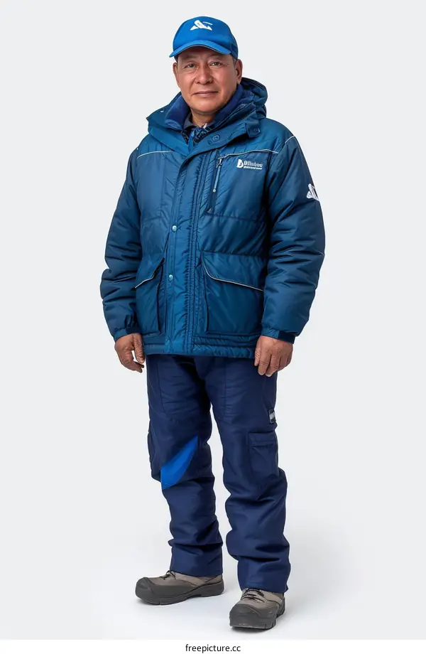 Portrait of a worker wearing blue workwear