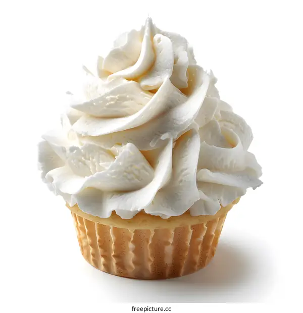 Scrumptious vanilla cupcake on white background