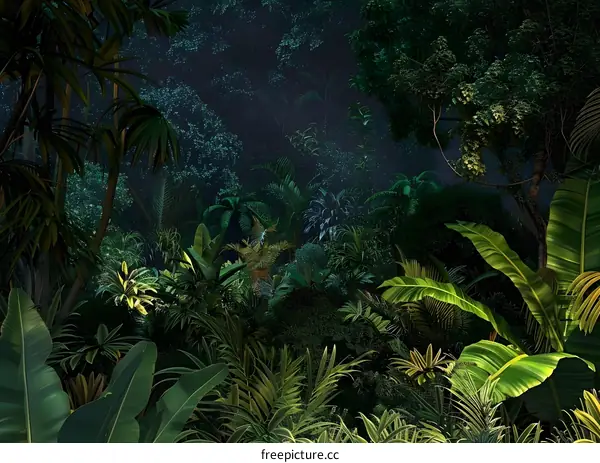 Green Tropical Rainforest Jungle Foliage Background