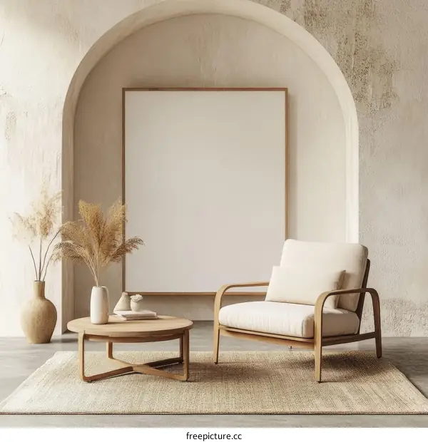 Modern Minimalist Living Room with Wooden Furniture