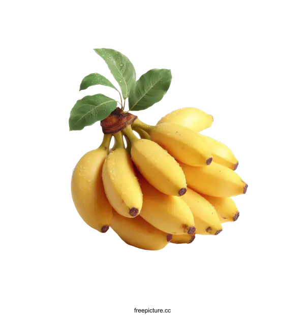 [Transparent Background PNG]Fresh Bunch of Bananas with Leaves