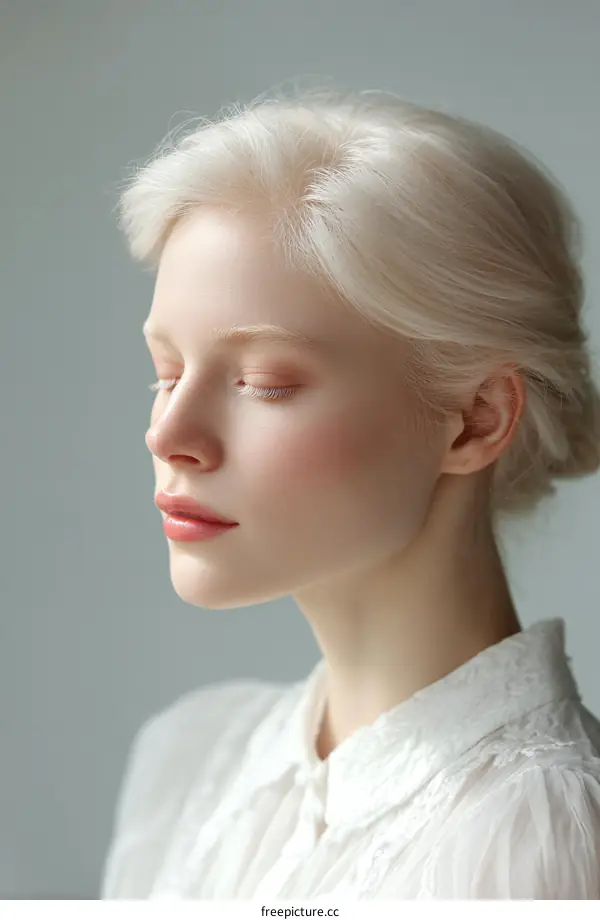 Close-up Portrait of a Pale Blonde Woman