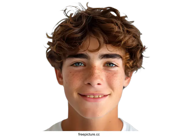 [Transparent Background PNG]Portrait of a happy teenage boy with freckles