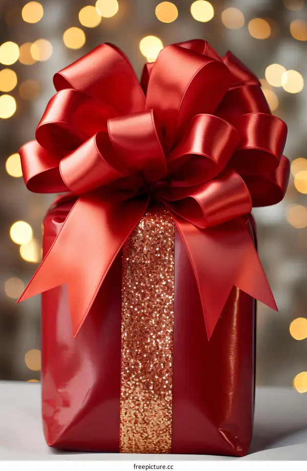 Red and gold Christmas present