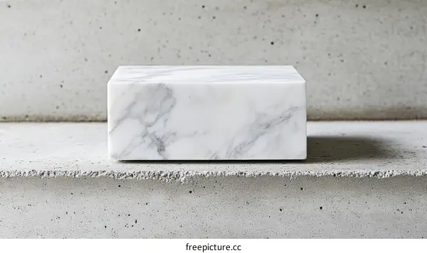Modern Marble Block Decorative Piece on Concrete