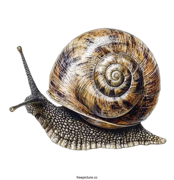 [Transparent Background PNG]Detailed Illustration of a Snail