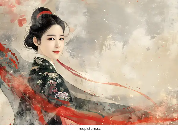 Portrait of a young woman in traditional Chinese clothing