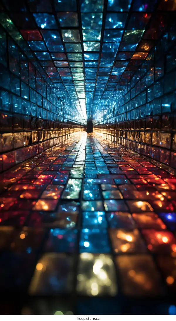 Glowing colorful mosaic tunnel