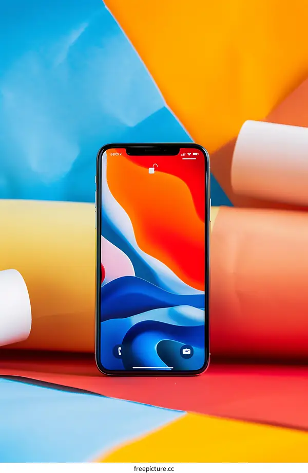 Abstract Colorful Background with Smartphone