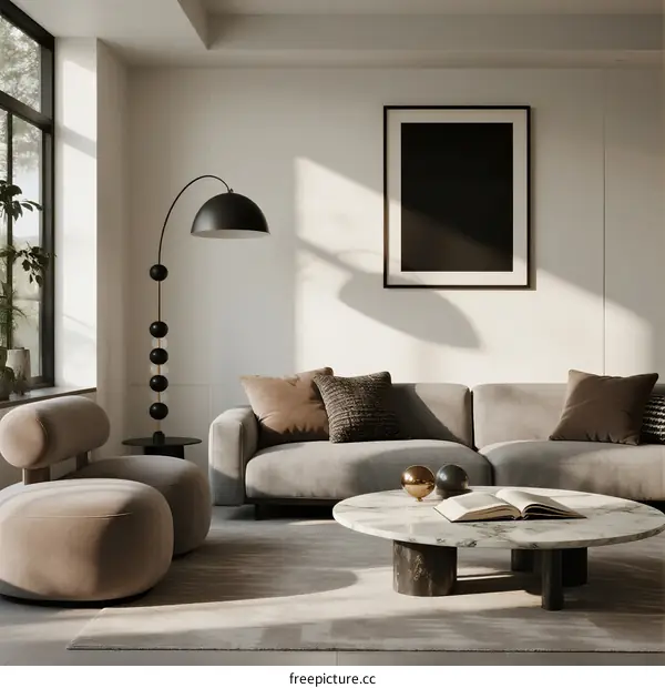 Modern Living Room with Comfortable Sofa and Stylish Decor