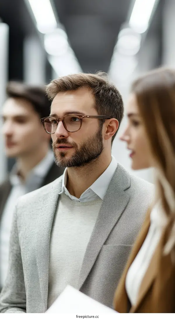 Business Meeting of Caucasian People in Modern Office