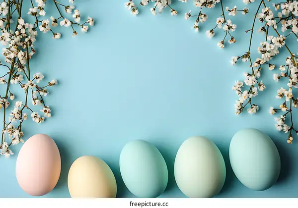 Pastel Easter Eggs with Delicate Flowers